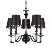 3/5/6 Lights Linen Chandelier Traditional Black Conical Fixture - Rebooters