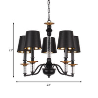 3/5/6 Lights Linen Chandelier Traditional Black Conical Fixture - Rebooters