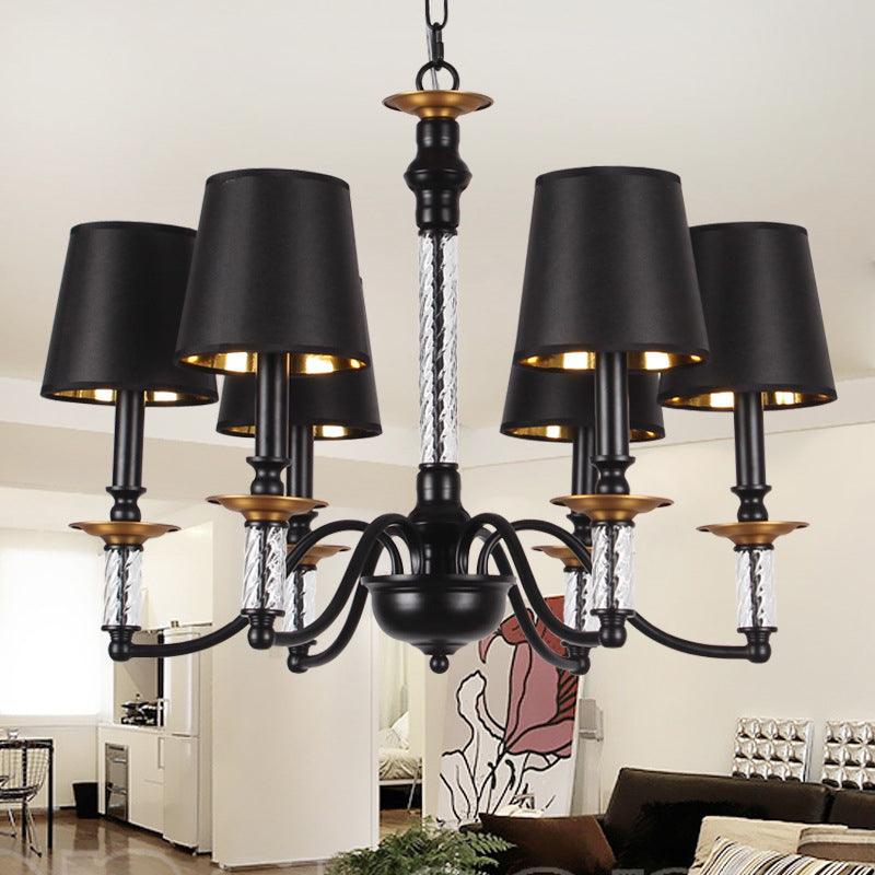 3/5/6 Lights Linen Chandelier Traditional Black Conical Fixture - Rebooters