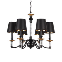 3/5/6 Lights Linen Chandelier Traditional Black Conical Fixture - Rebooters