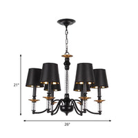 3/5/6 Lights Linen Chandelier Traditional Black Conical Fixture - Rebooters