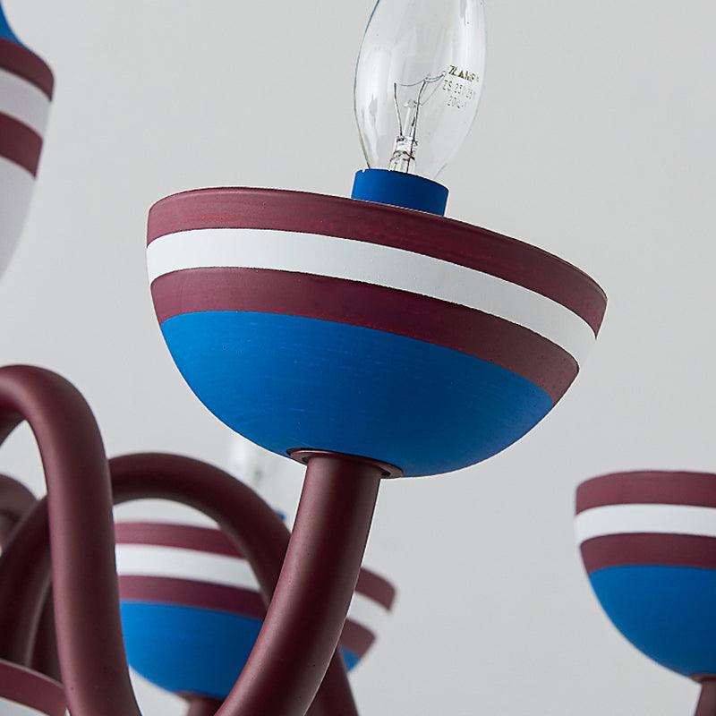 American Stylish Candle Pendant Light Metallic Chandelier in Blue and Red for Boys Bedroom - Rebooters
