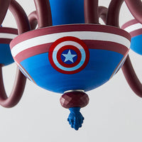 American Stylish Candle Pendant Light Metallic Chandelier in Blue and Red for Boys Bedroom - Rebooters