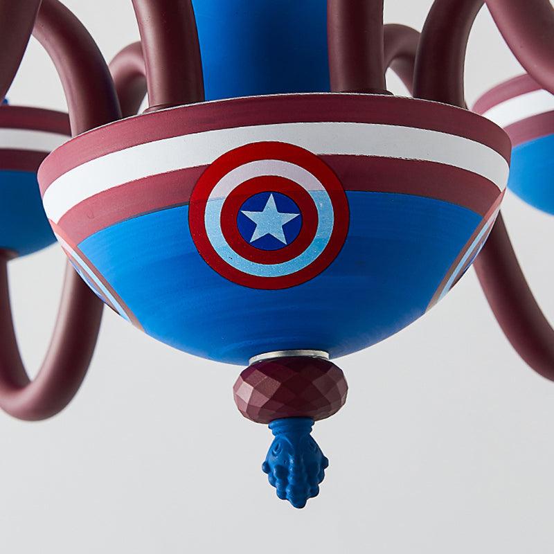 American Stylish Candle Pendant Light Metallic Chandelier in Blue and Red for Boys Bedroom - Rebooters