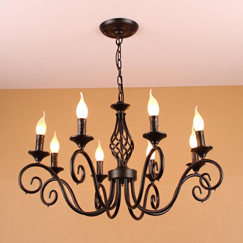 8 Bulbs Curly Arm Pendant Chandelier Vintage Metal Lamp - Rebooters