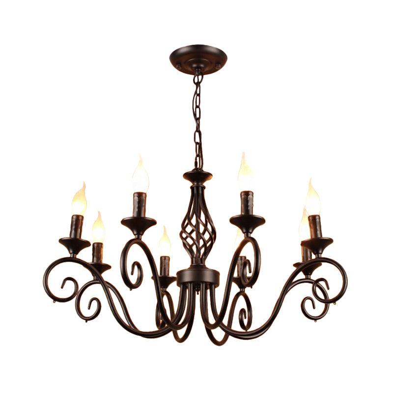 8 Bulbs Curly Arm Pendant Chandelier Vintage Metal Lamp - Rebooters