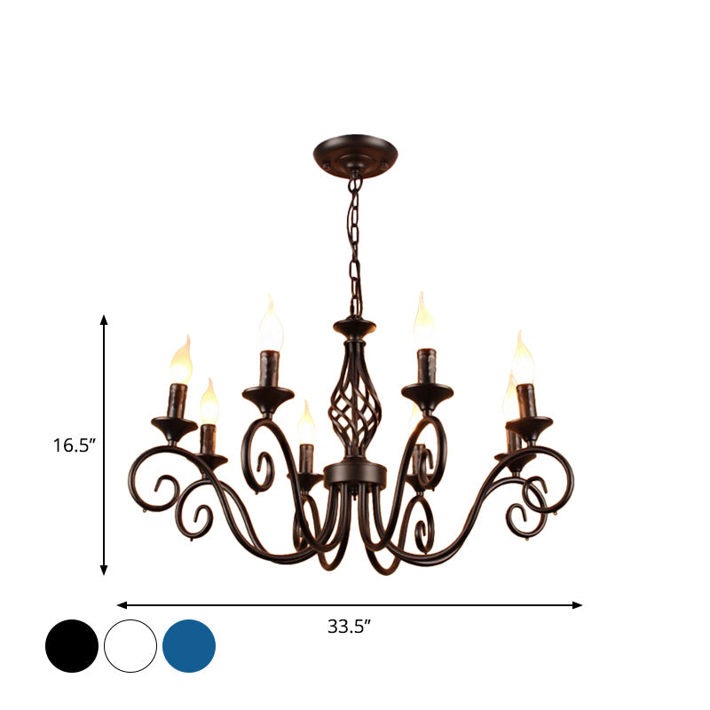 8 Bulbs Curly Arm Pendant Chandelier Vintage Metal Lamp - Rebooters