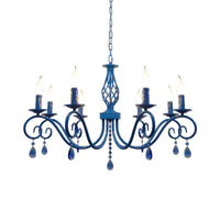 8 Bulbs Curly Arm Pendant Chandelier Vintage Metal Lamp - Rebooters