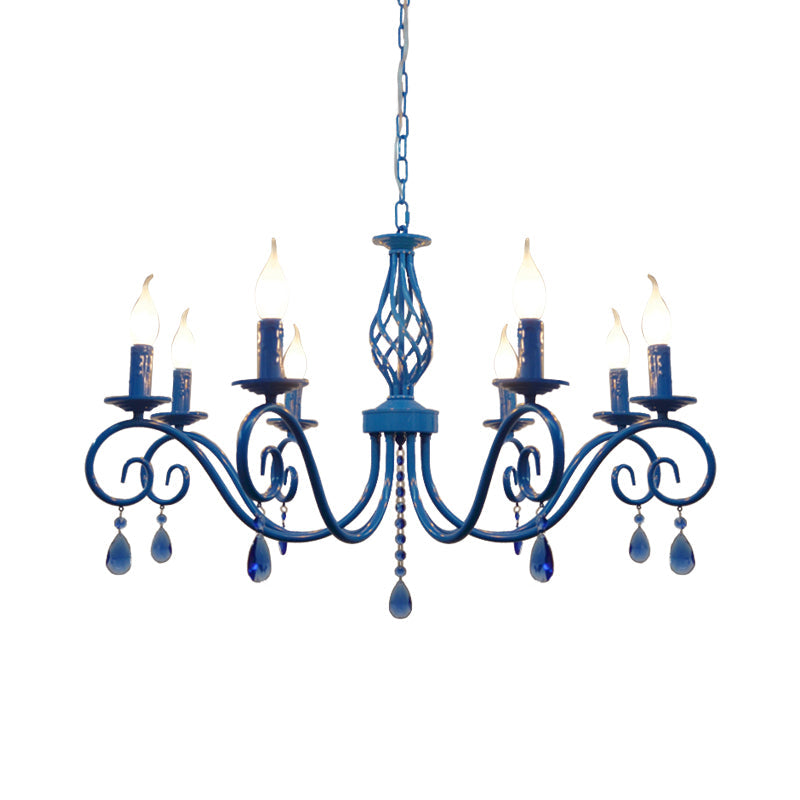 8 Bulbs Curly Arm Pendant Chandelier Vintage Metal Lamp - Rebooters