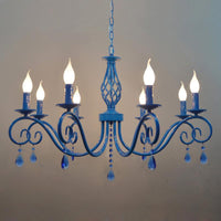 8 Bulbs Curly Arm Pendant Chandelier Vintage Metal Lamp - Rebooters