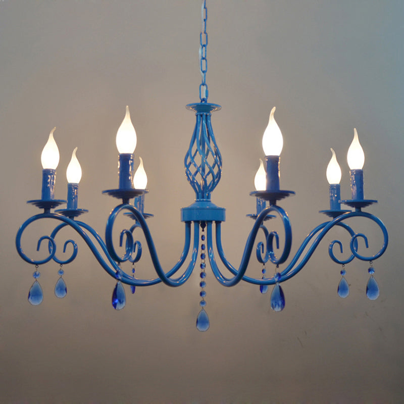 8 Bulbs Curly Arm Pendant Chandelier Vintage Metal Lamp - Rebooters