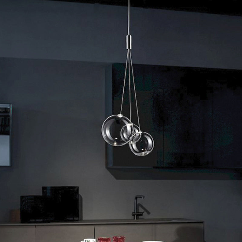 3 Lights Restaurant Suspension Lamp Simplicity Chrome Light - Rebooters