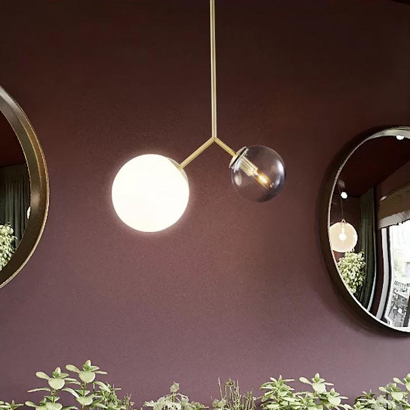 Bifurcated Bedside Pendant Chandelier Ombre Blue Milk Glass - Rebooters