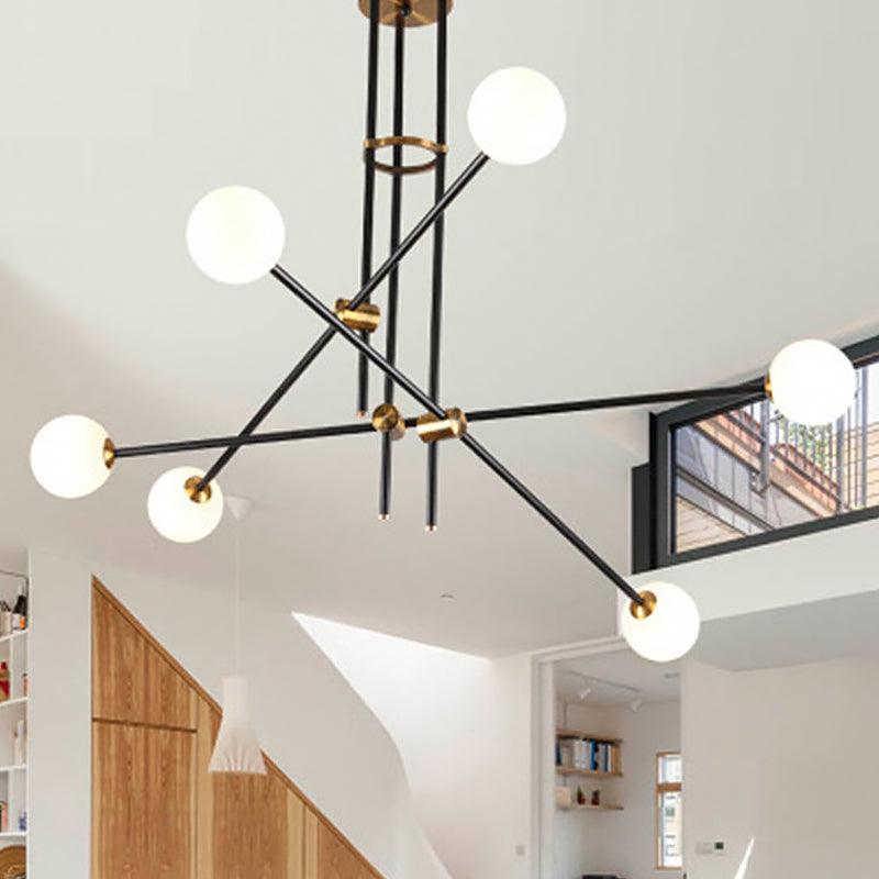 Black 3-Arm Chandelier Light Postmodern 6 Bulbs Metal Pendant - Rebooters