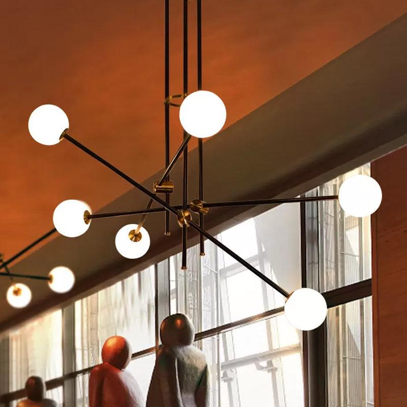 Black 3-Arm Chandelier Light Postmodern 6 Bulbs Metal Pendant - Rebooters