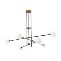 Black 3-Arm Chandelier Light Postmodern 6 Bulbs Metal Pendant - Rebooters