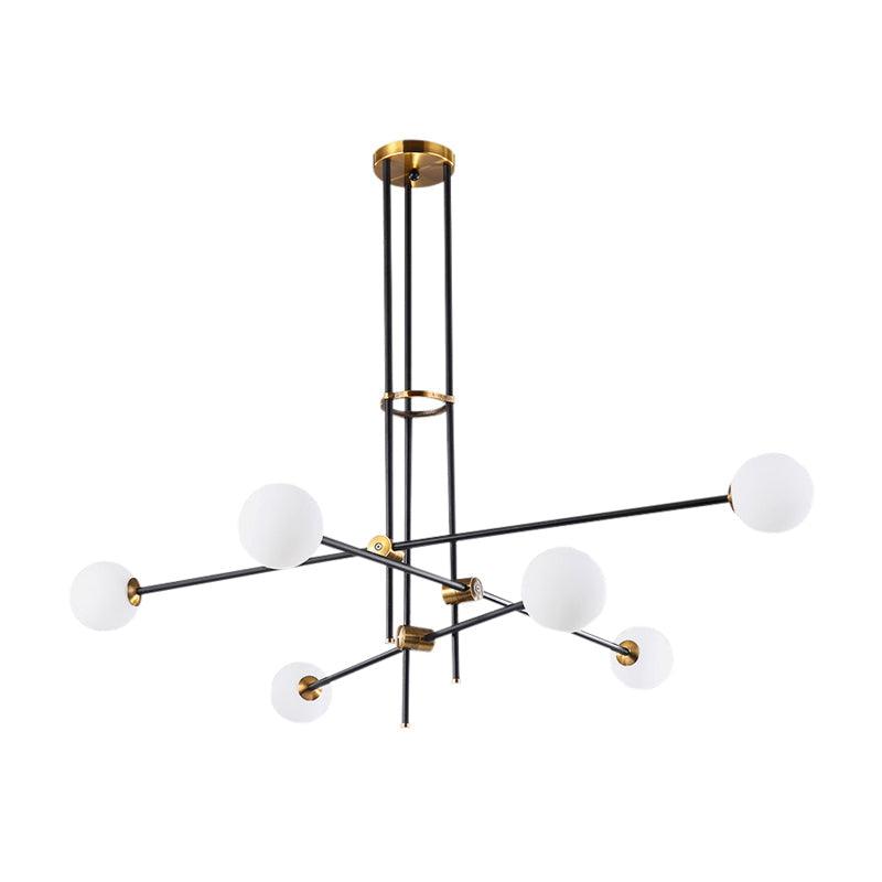 Black 3-Arm Chandelier Light Postmodern 6 Bulbs Metal Pendant - Rebooters