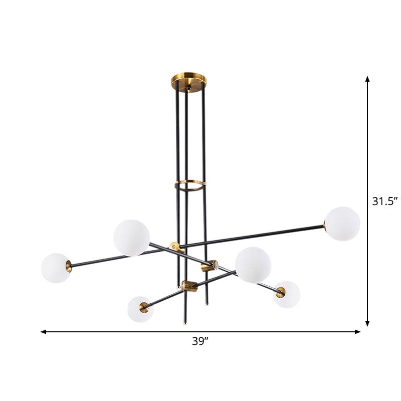 Black 3-Arm Chandelier Light Postmodern 6 Bulbs Metal Pendant - Rebooters