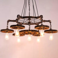 Antiqued Bronze Gear Chandelier Loft Style Iron 3/5/7-Light - Rebooters