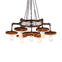 Antiqued Bronze Gear Chandelier Loft Style Iron 3/5/7-Light - Rebooters