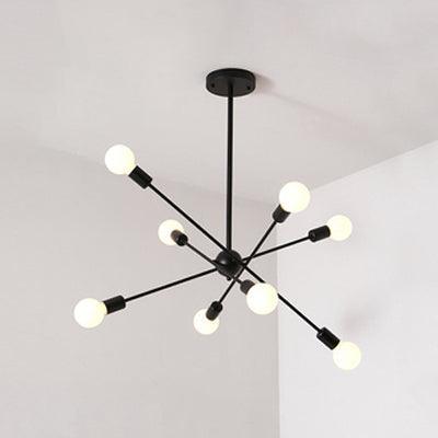 Bare Bulb Ceiling Chandelier Vintage Metal Pendant Light Black - Rebooters