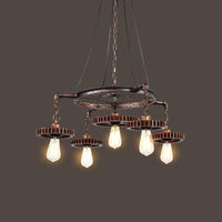 Antiqued Bronze Gear Chandelier Loft Style Iron 3/5/7-Light - Rebooters