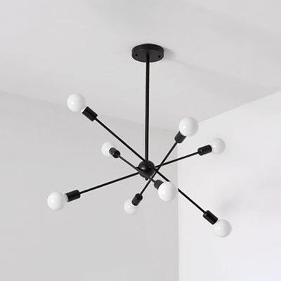 Bare Bulb Ceiling Chandelier Vintage Metal Pendant Light Black - Rebooters