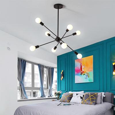 Bare Bulb Ceiling Chandelier Vintage Metal Pendant Light Black - Rebooters