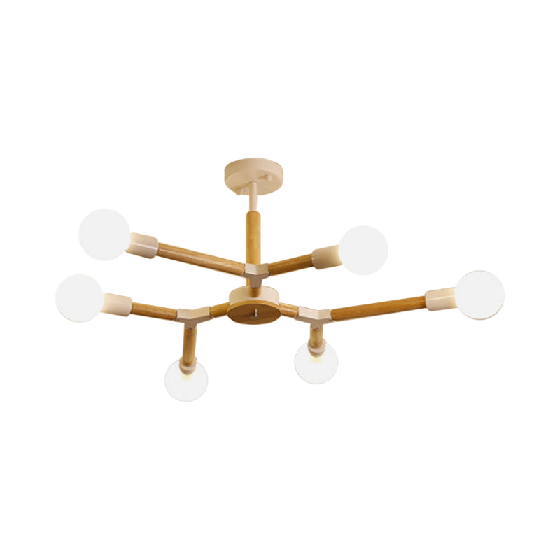 Wooden Molecular Chandelier Modern Style 3/6/9 Lights Black White Ceiling Hang Lamp - Rebooters