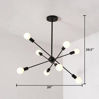 Bare Bulb Ceiling Chandelier Vintage Metal Pendant Light Black - Rebooters