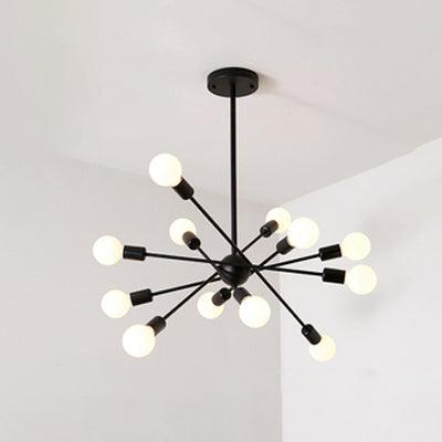 Bare Bulb Ceiling Chandelier Vintage Metal Pendant Light Black - Rebooters