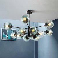 12-Light Living Room Chandelier Contemporary Black Hanging Light - Rebooters