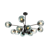 12-Light Living Room Chandelier Contemporary Black Hanging Light - Rebooters