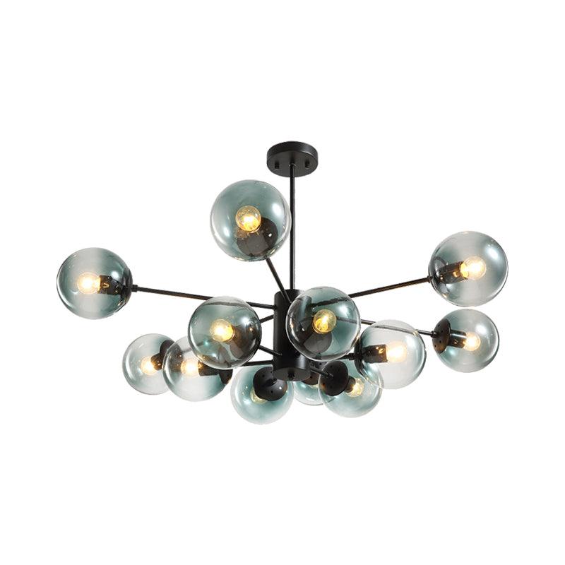 12-Light Living Room Chandelier Contemporary Black Hanging Light - Rebooters