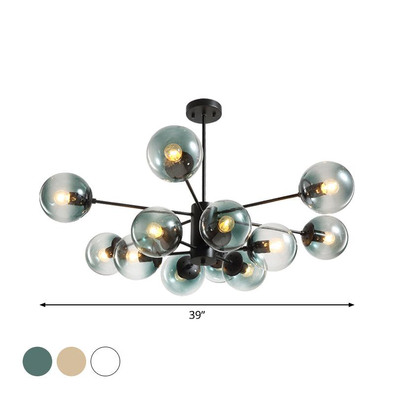 12-Light Living Room Chandelier Contemporary Black Hanging Light - Rebooters