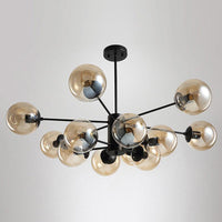 12-Light Living Room Chandelier Contemporary Black Hanging Light - Rebooters