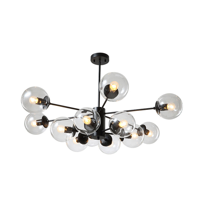 12-Light Living Room Chandelier Contemporary Black Hanging Light - Rebooters