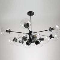 12-Light Living Room Chandelier Contemporary Black Hanging Light - Rebooters