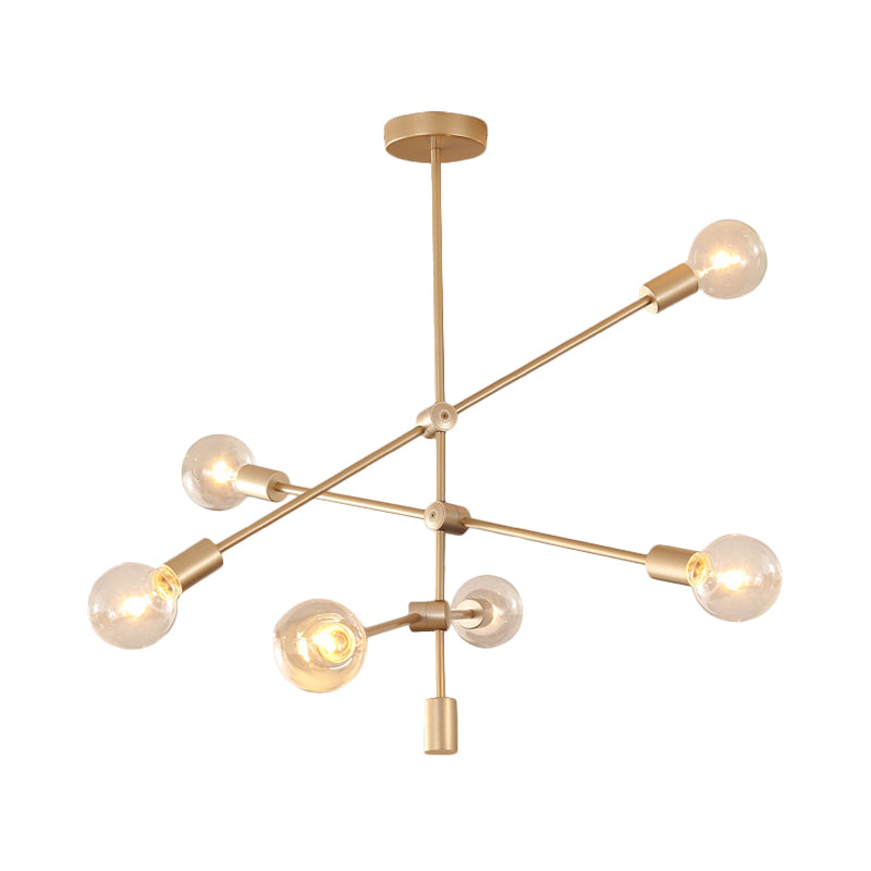 2/3-Tier Mobile Arm Metal Drop Lamp Postmodern Gold Chandelier - Rebooters