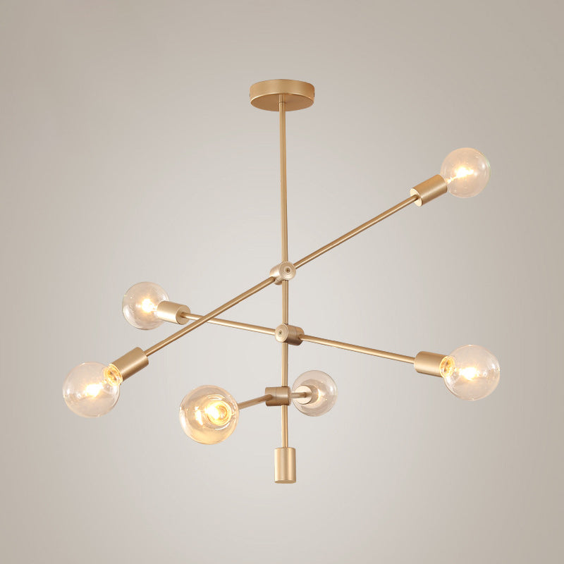 2/3-Tier Mobile Arm Metal Drop Lamp Postmodern Gold Chandelier - Rebooters