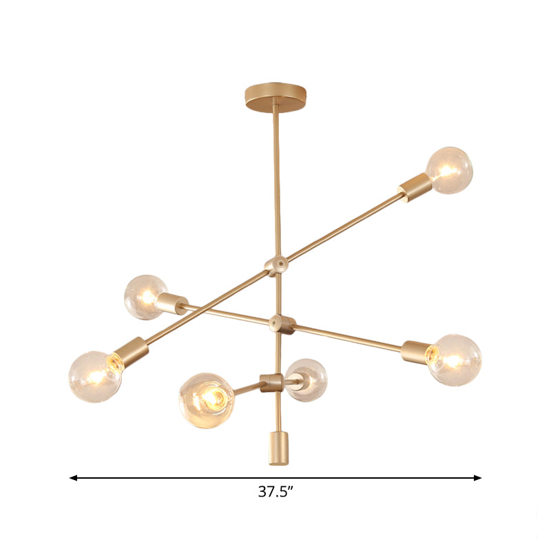 2/3-Tier Mobile Arm Metal Drop Lamp Postmodern Gold Chandelier - Rebooters