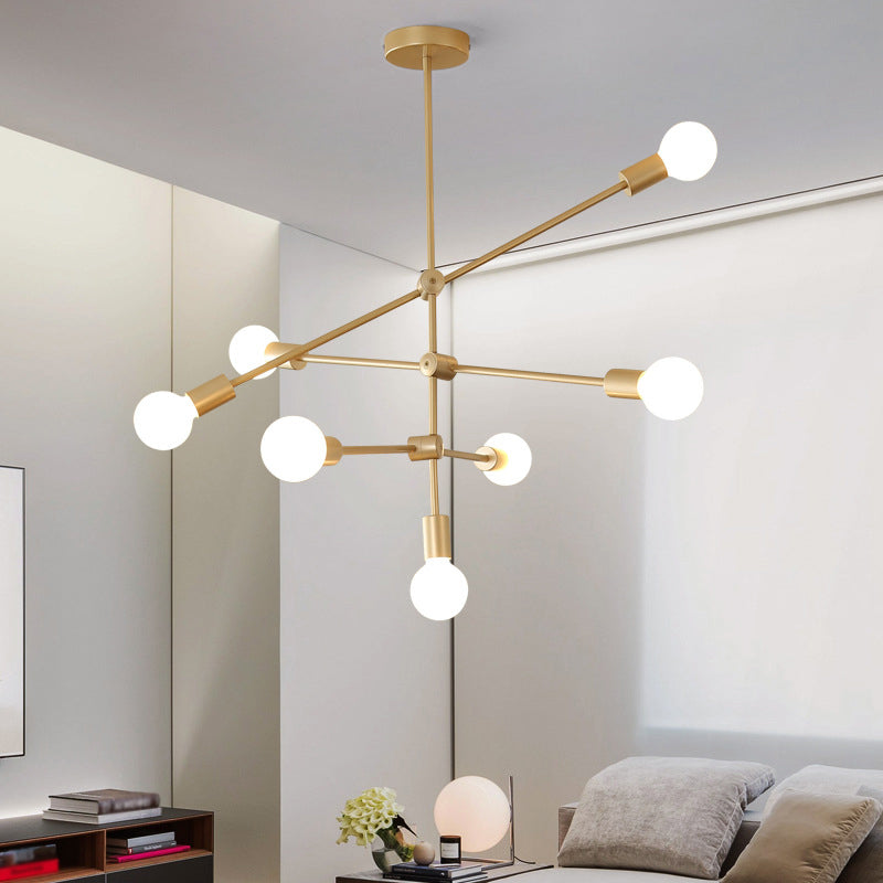 2/3-Tier Mobile Arm Metal Drop Lamp Postmodern Gold Chandelier - Rebooters