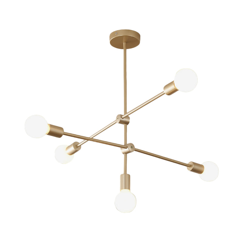 2/3-Tier Mobile Arm Metal Drop Lamp Postmodern Gold Chandelier - Rebooters