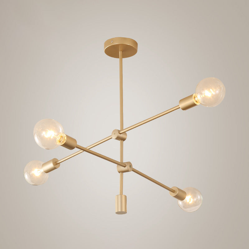 2/3-Tier Mobile Arm Metal Drop Lamp Postmodern Gold Chandelier - Rebooters