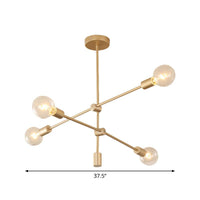 2/3-Tier Mobile Arm Metal Drop Lamp Postmodern Gold Chandelier - Rebooters