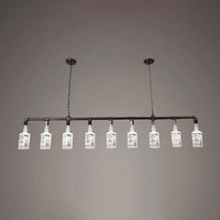 1/6/9-Bulb Frosted White Glass Island Lamp Black Wine Bottle - Rebooters