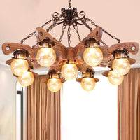 5/9 Lights Ball Pendant Lighting Cognac Seeded Glass Chandelier - Rebooters