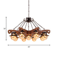 5/9 Lights Ball Pendant Lighting Cognac Seeded Glass Chandelier - Rebooters