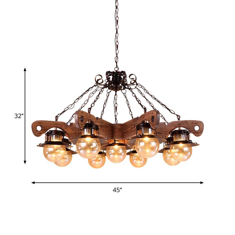 5/9 Lights Ball Pendant Lighting Cognac Seeded Glass Chandelier - Rebooters