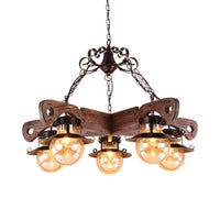 5/9 Lights Ball Pendant Lighting Cognac Seeded Glass Chandelier - Rebooters